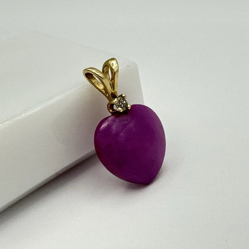 Colgante con dije de fianza dividida corazón rubí diamante oro amarillo 14k estrella rubí Foto 3 de 4