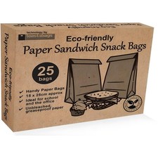 Planit Paper Sandwich Bags 25 Pack Eco Friendly Greaseproof Food Lunch Bags