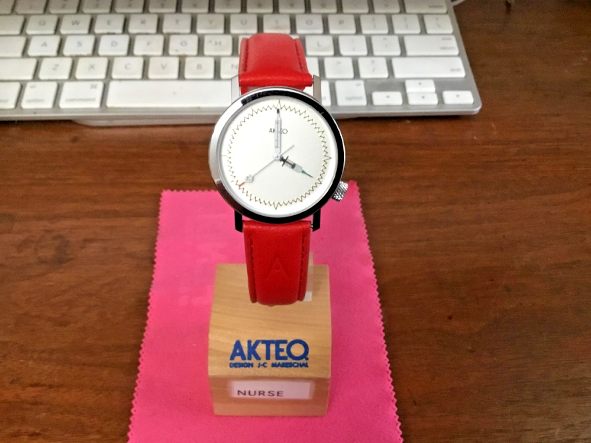 Akteo Doctor Or Nurse Watch with A Red Leather Strap Good Condition Akteo Medical Watch Quartz 34mm Red Leather Stainless Steel  main image 3