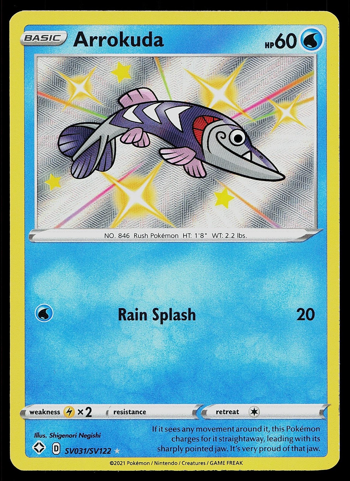 Pokemon Card Shining Fates Shiny Vault Arrokuda SV031/SV122 Rare Holo