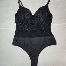 Windsor Black Beaded Sequin Bodysuit