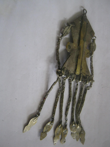 7" Turkmen Tekke Bride's Amulet w/ Glass Gems, Fox Tail Dangles Compare @ $389 - 第 4/5 張圖片