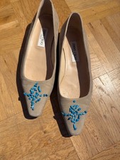 JIMMY CHOO Ballerinas Gr. 39 beige mit türkis