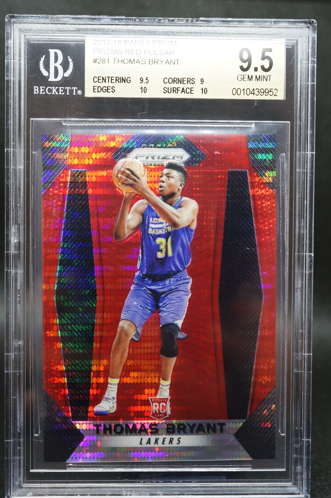 Thomas Bryant 2017-18 Panini Prizm Rookie Red Pulsar 13/25 #281 BGS 9.5  INVEST