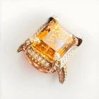 Emerald Cut Yellow Citrine 925 Sterling Silver Ring for Women Vintage Jewelry S7