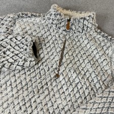 Simply Southern Collection XL Sherpa Pullover Gray 1/4 Zip Fleece Faux Fur Soft