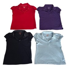 Girls School Uniform Polo Shirt Lot 4 Cat  Jack Size 6 Place Purple 7/8
