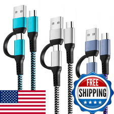 USB C to C Cable, 60W 3 Pack Fast Charging Cords 6ft QC  PD 2-in-1 USB-A/C to T
