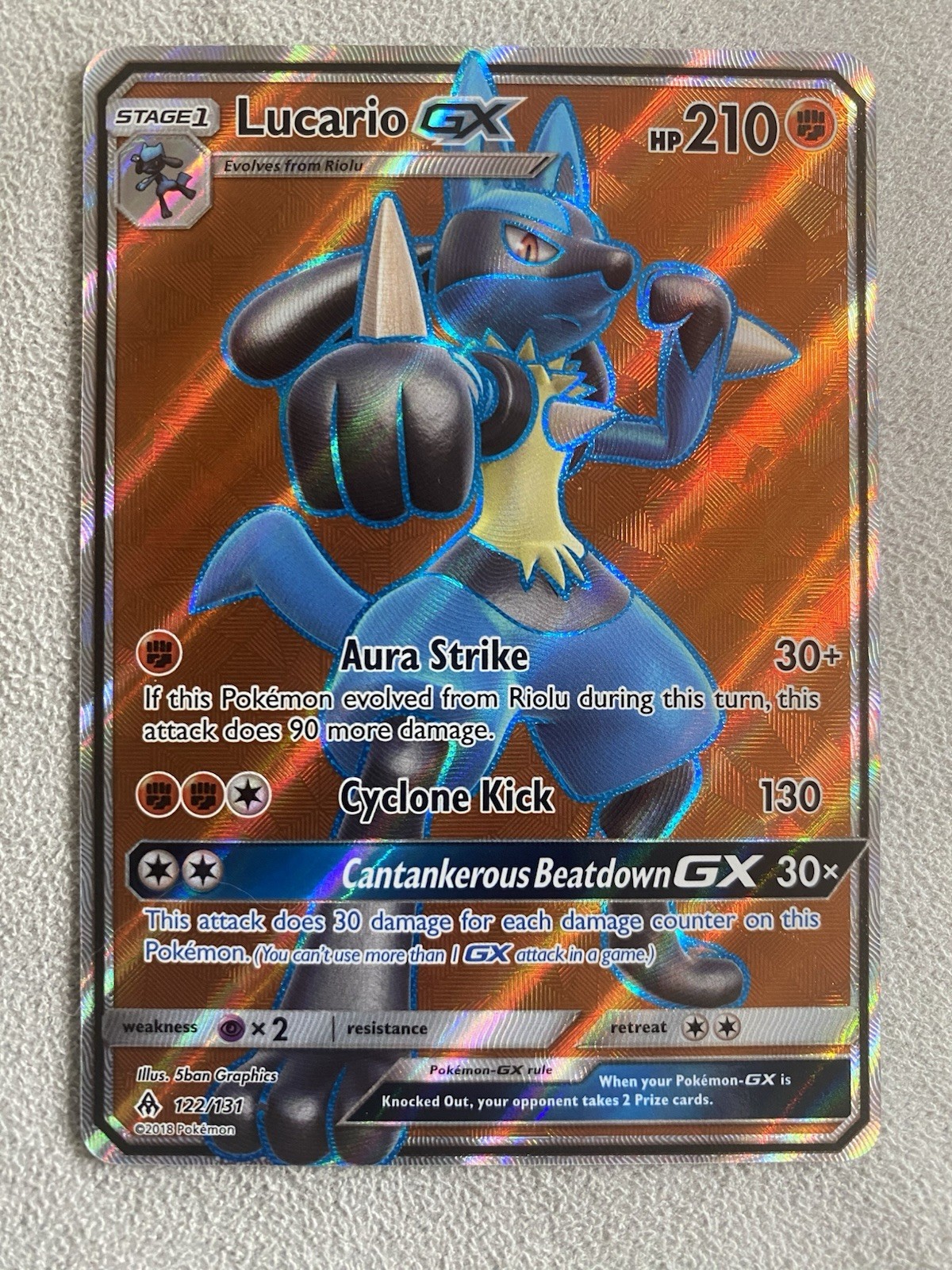 Lucario GX 122/131 Pokemon Forbidden Light Full Art Ultra Rare Holo NM