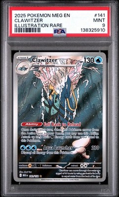 2025 POKEMON MEG EN-MEGA EVOLUTION ILLUSTRATION RARE #141 CLAWITZER PSA 9