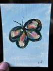 ACEO Insect Butterfly Colorful Acrylic Painting 2.5x3.5 by Katie Love-Pride — photo 1