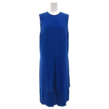 HERMES Dress Sleeveless Long Midi 43.70in Silk Blue Pre-owned