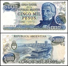 Argentina 5000 Pesos, 1977-1983 ND, P-305b.2, UNC