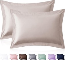 Beige Pillow Shams Standard Size Set of 2, 2 Inch Wide Decorative Flange Shams