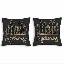 Set of 2 Decorative Throw Pillow Covers 18x18in -Golden Family Outline 