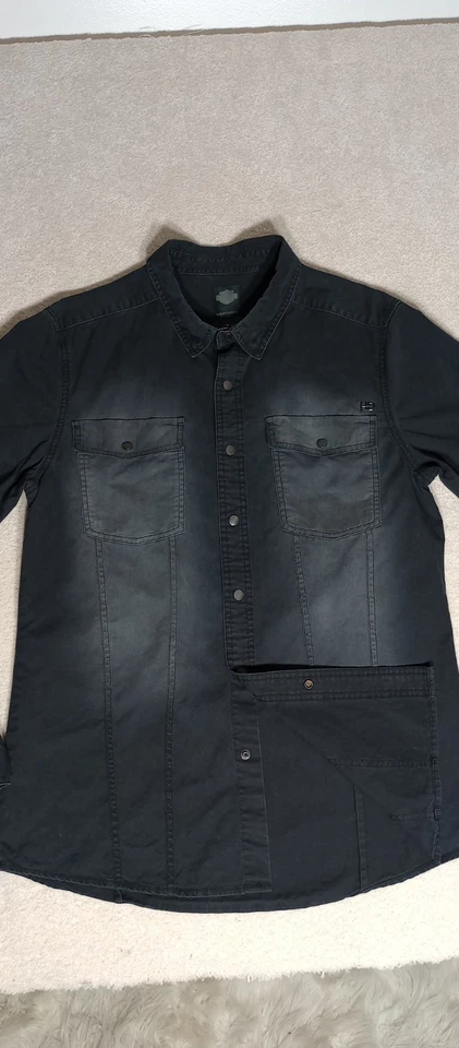 Harley-Davidson RN 103819 Men's Snap Front Long Sleeve Black Shirt Large HD - Image 3 of 4