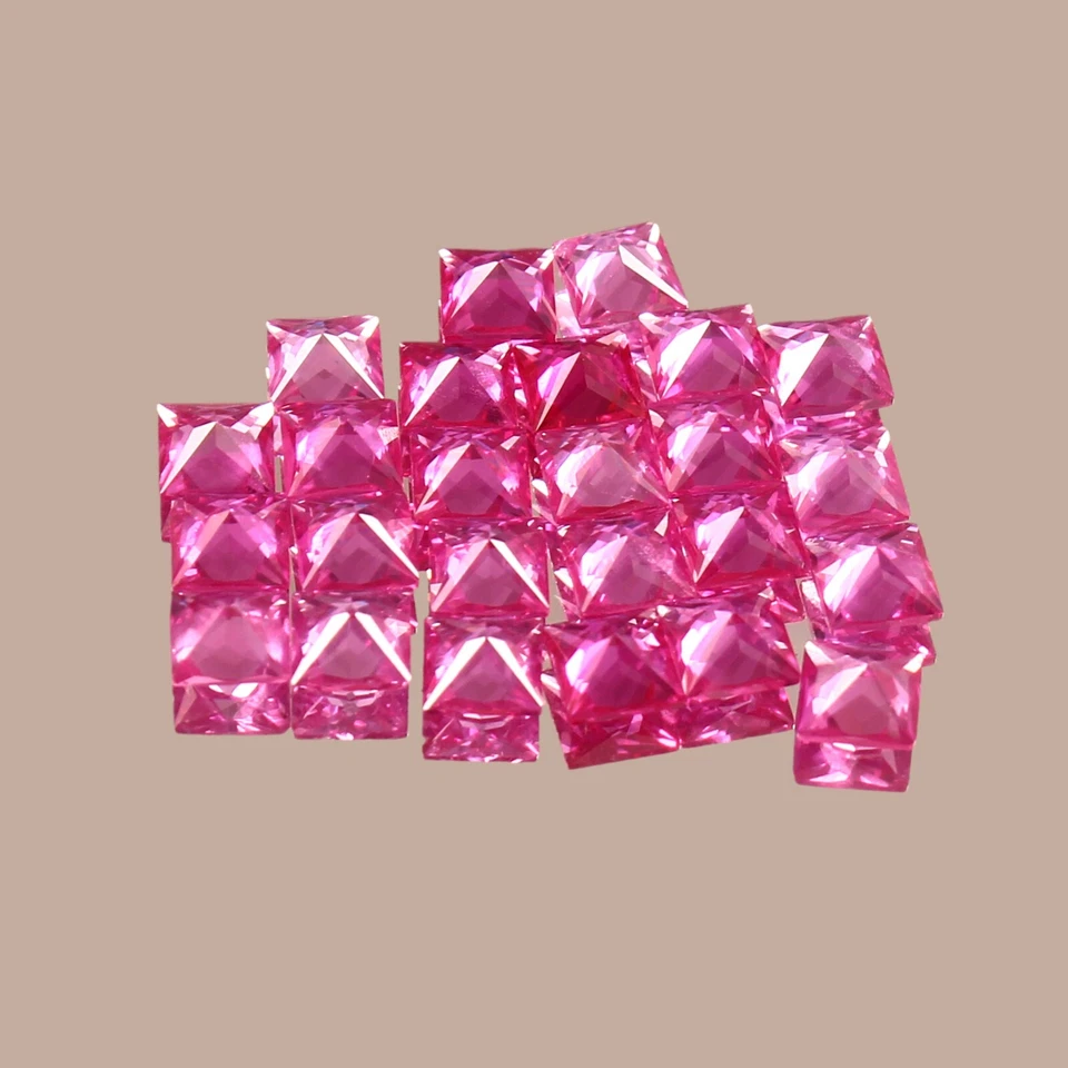 AAA Natural Ceilán Zafiro Rosa Suelto Cuadrado Corte Princesa Piedras Preciosas Lote 2 a 5MM Foto 4 de 4