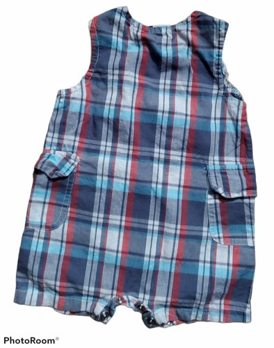 Vitamin Baby Boy Multicolored Plaid Romper - Picture 3 of 4