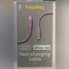 3 For $10 Heyday 3’ Lavender Lightening Fast Charging Cable USB-C NWB