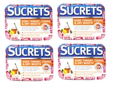 Sucrets Dry Mouth Lozenges Honey Lemon Cough & Pain Relief 18 CT Pack of 4