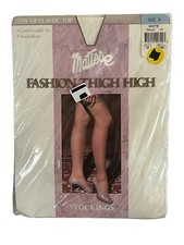 VTG Matisse Sheerest Cling Reinforced Thigh High Hosiery Size B White Sandalfoot