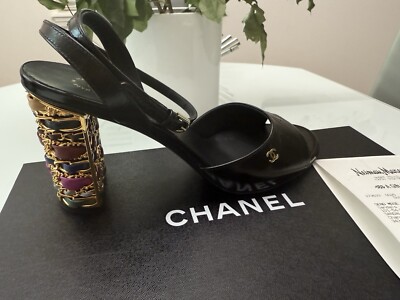 CHANEL ブラックミュール CHANEL COCO MARK Turnlock Sandals Mules Pumps Shoes Women