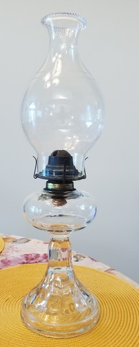 Antique P & A Mfg Eagle Pedestal Hurricane Lamp with fat Chimney
