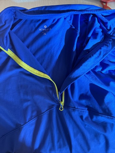 Athleta Advantage Poplin Top XL Blue Breathable Zip Pockets Ventilation - Picture 7 of 14