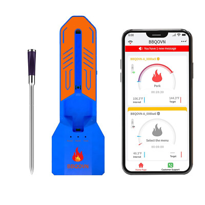 WiFi Wireless Meat Thermometer Unlimited Range 7 Sensors, Remote Monitoring 041