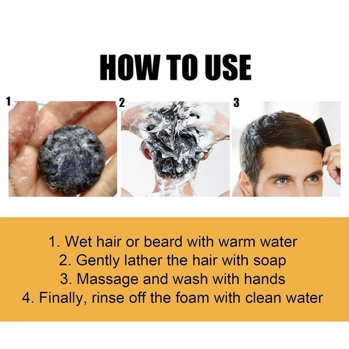 Men's Grey Coverage Bar Shampoo Hair Darkening Black Soap for Grey Hair Cover - Picture 9 of 11