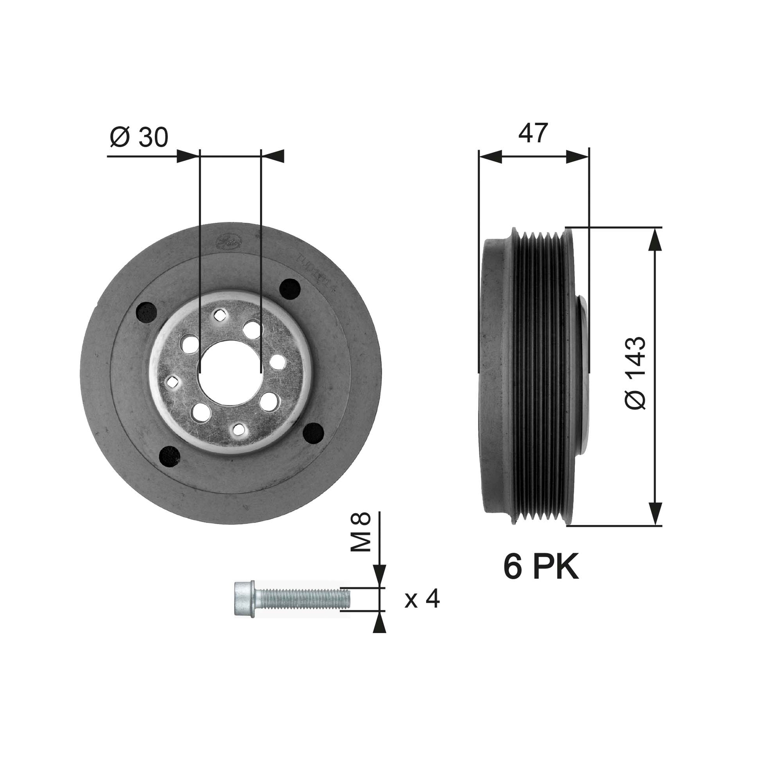 GATES TVD1014A Belt Pulley, crankshaft for AUDI,FORD,SEAT,SKODA,VW - Image 11