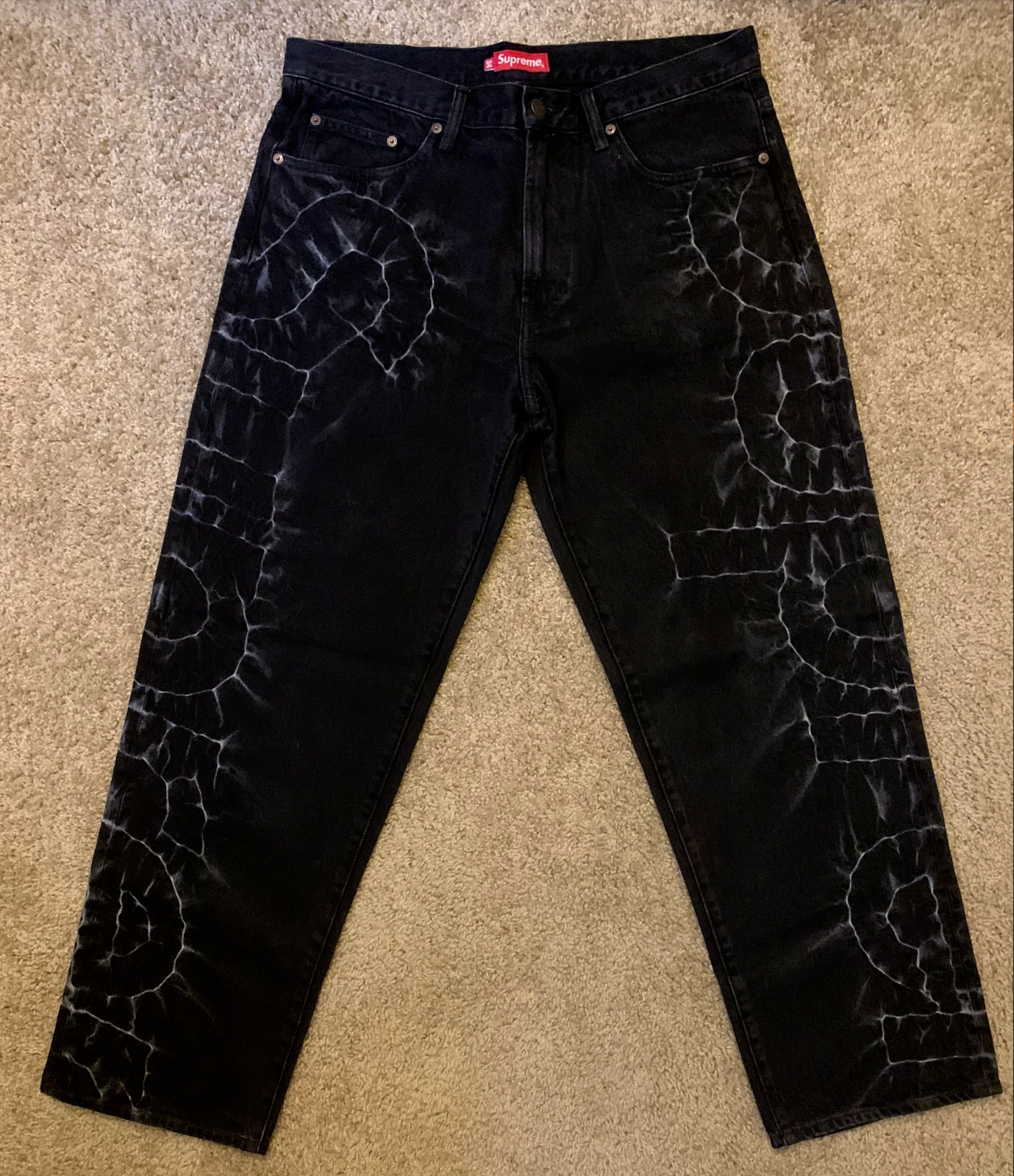 Jean coupe lâche Supreme Shibori noir taille 34   SS23