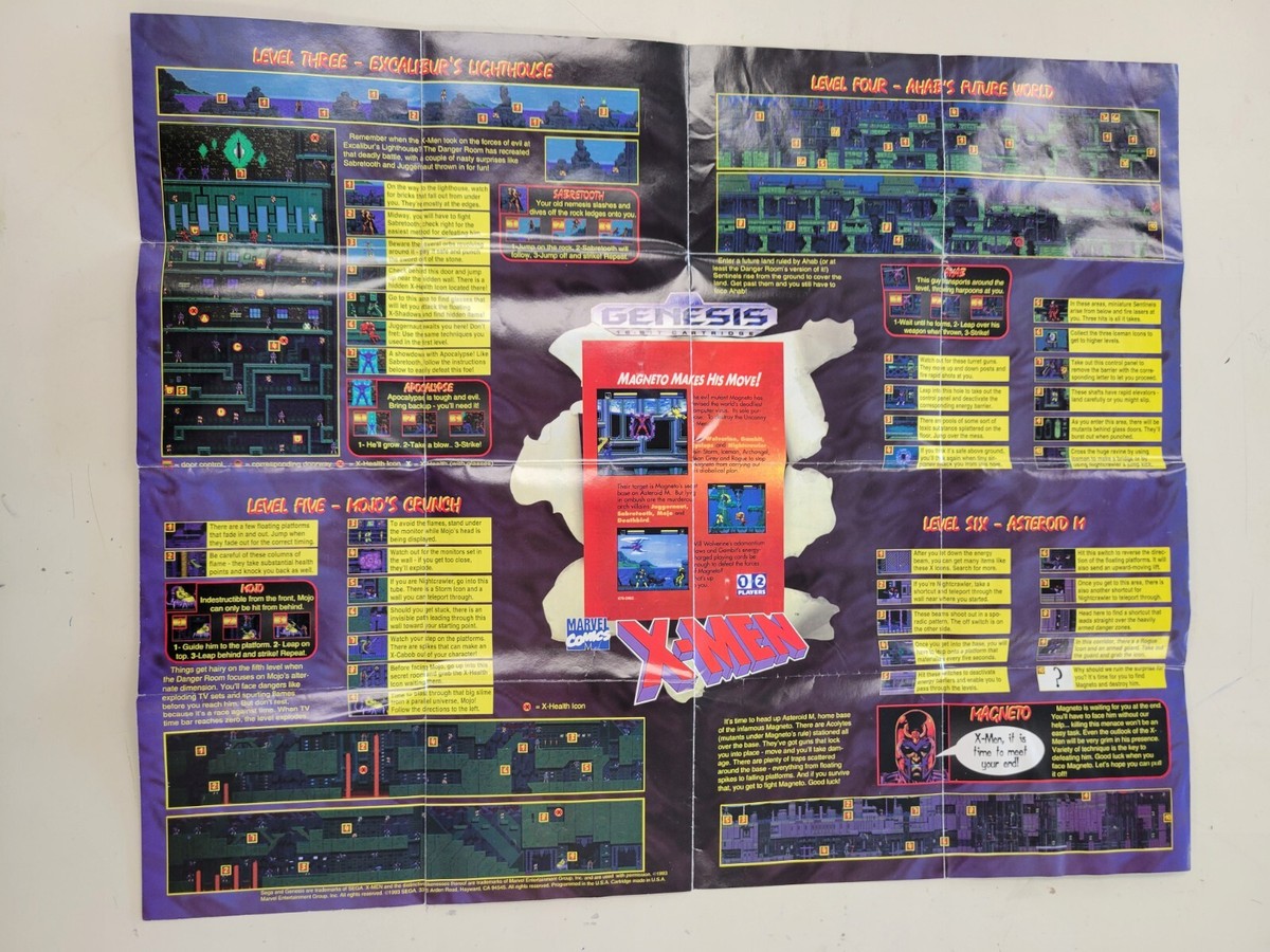希少 レア X-MEN ポスター ヴィンテージ X-Men (Sega Genesis, 1993) Rare POSTER Only - Hard to Find