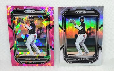   2023 Panini Prizm Baseball Bryan Ramos Pink Cracked Ice plus Refractor.