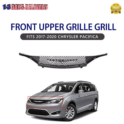 New Front Upper Grille Grill Black Fits 2017-2020 Chrysler Pacifica #68243485AC
