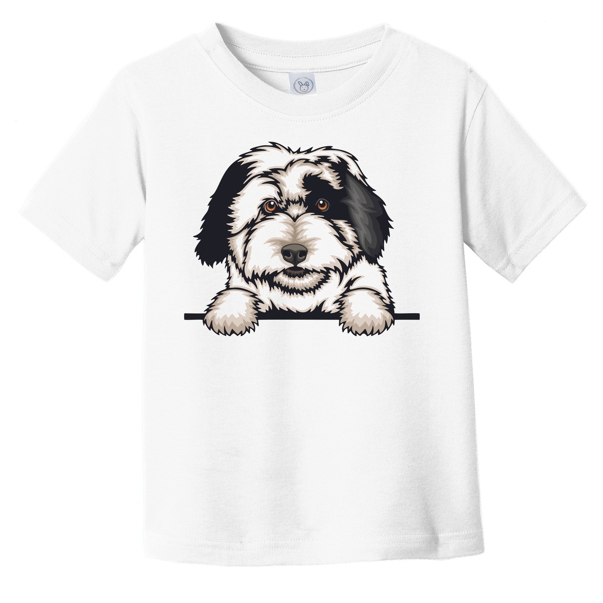 Old English Sheepdog Dog Breed Popping Up Cute Infant Toddler T-Shirt