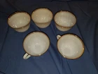 Vtg Fire King Ware Swirl White Gold Rim Milk Glass 5 Tea Cups  USA Made