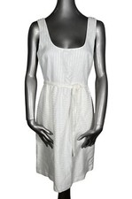 THEORY NWT White Dress Easy Scoop Sash Tie Belted Sleeveless 8