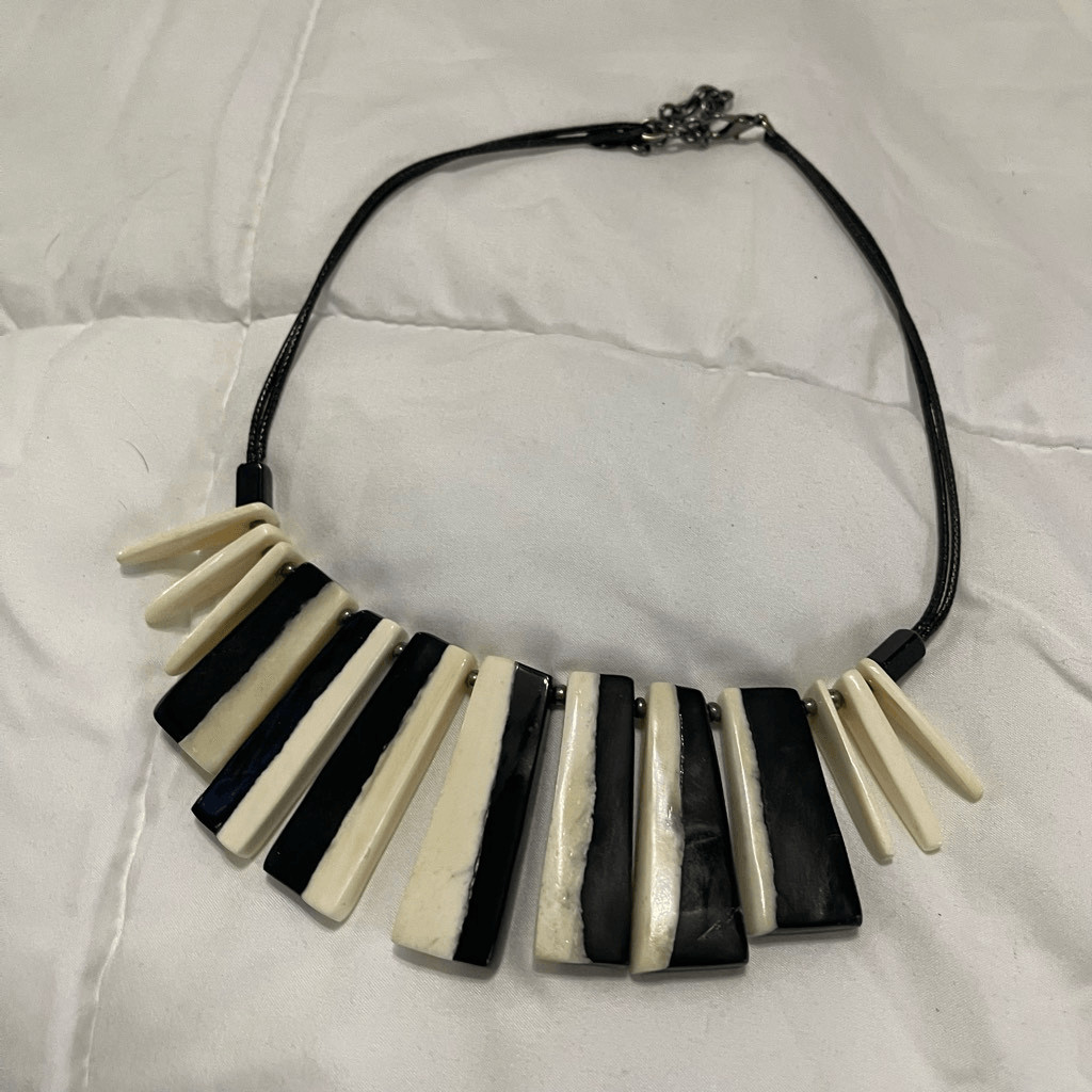 Black White Chunky Statement Necklace - image 2