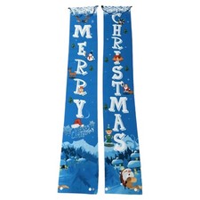 Christmas Decoration Blue Seasonal Porch Sign DoorBanner-1 Pair Indoor/Outdoor 