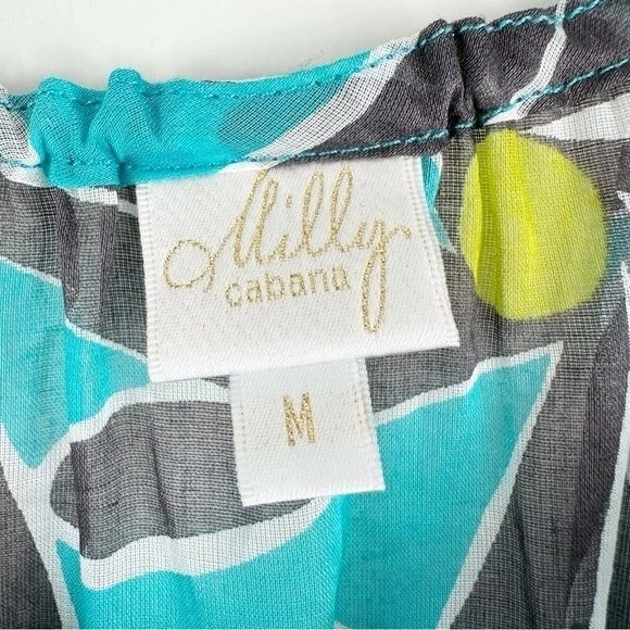 Vestido Milly Cabana Turquesa/Negro Algodón Transparente Playa Encubrimiento Borla Mediano Foto 4 de 4