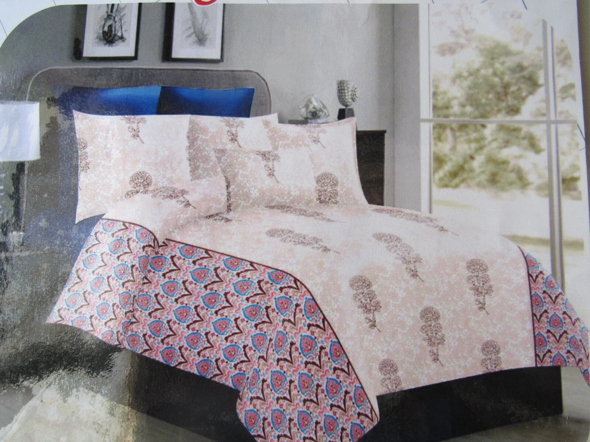 Printed Designer Double Cotton 1 King Size Bed sheet with Two Pillow Covers