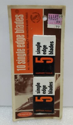 Vintage NOS Warner Tools USA 10 Single Edge Razor Blades No. 108 2 Packs Of 5
