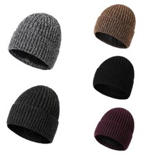 Men Women Thermal Winter Knit Hat Stretchy Wooly Skullies Thermal Fleece Beanies