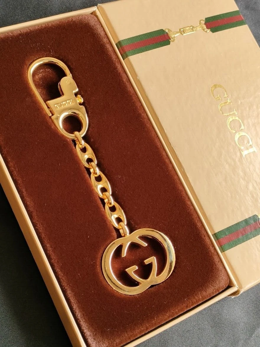 GUCCI Interlocking GG Vintage Gold Metal Key Holder Bag Charm