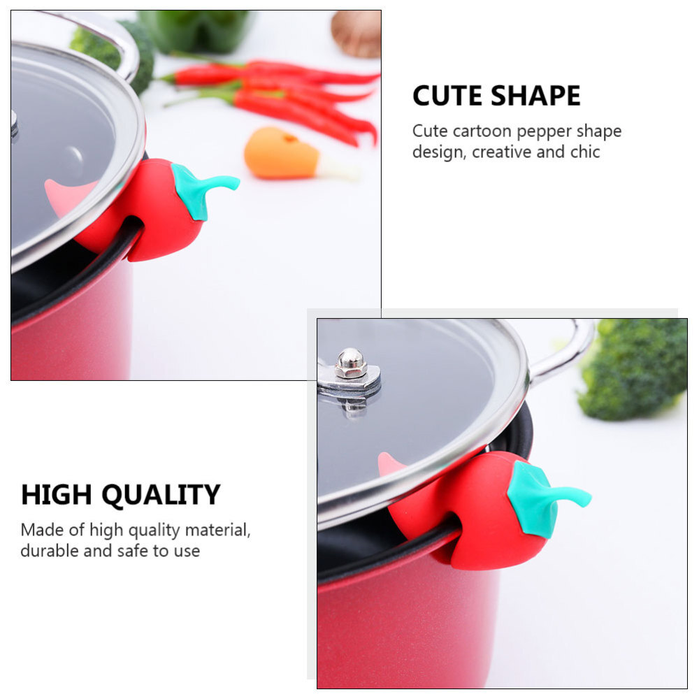 Silicone Pot Lid Lifters 2Pcs Red Kitchen Gadgets eBay