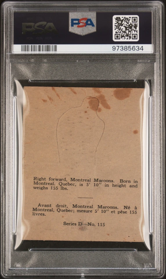 1936 O-Pee-Chee Earl Robinson #121 PSA 2 - Montreal Maroons - Image 2 of 2