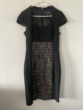 Phase Eight Dress Annaliese Tweed Black Sheath Size 12 Formal Chic Work Wear