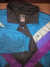 Vintage JC Penny Olympic Jacket Blue Purple Green Black Windbreaker Nylon USA