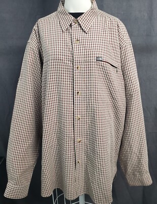 The North Face Mens XL Brown Plaid Button Up Lightweight Long Sleeve Pocket Camp